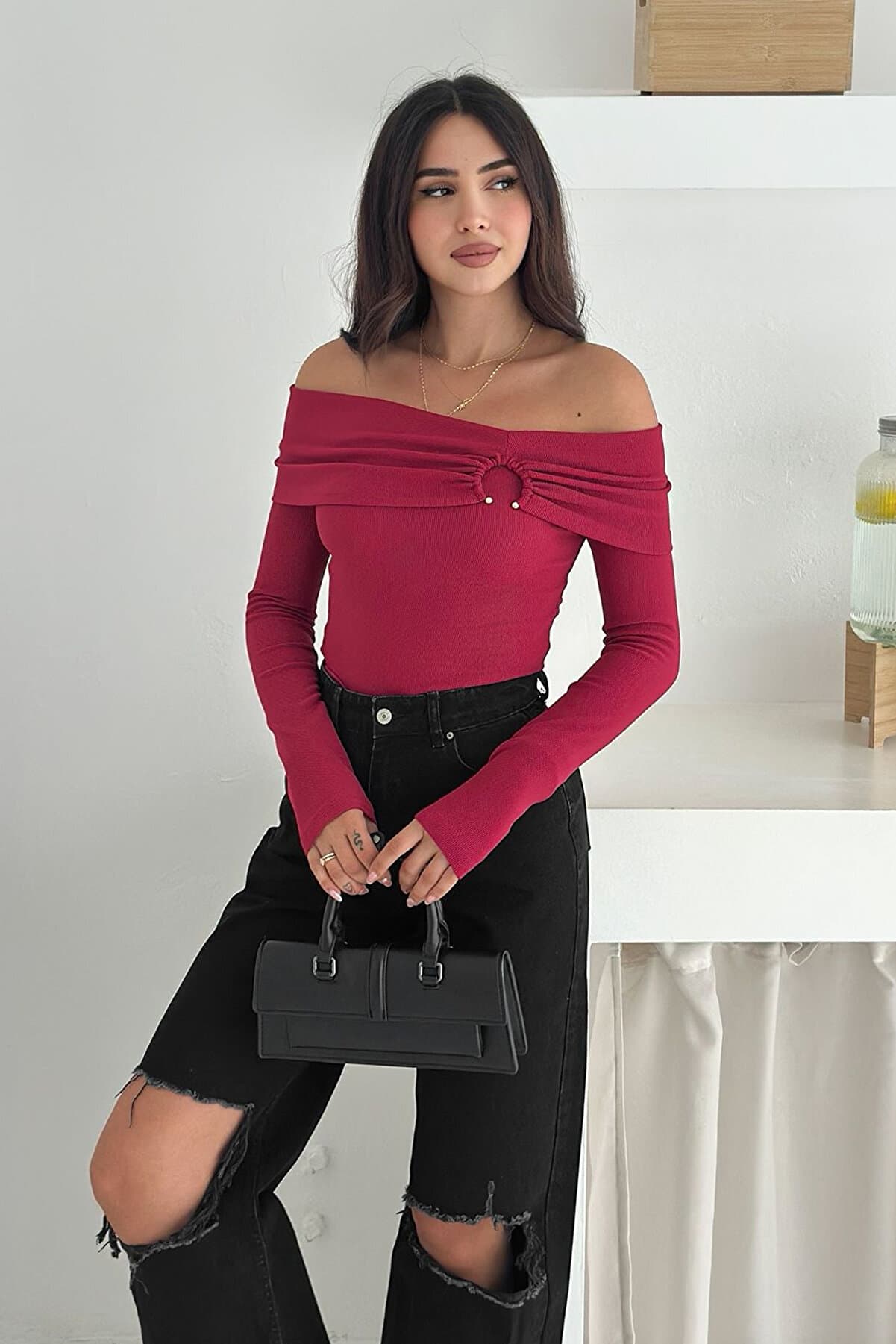 Women's Madonna Collar Ring Detail Blouse – Bold & Urban Style