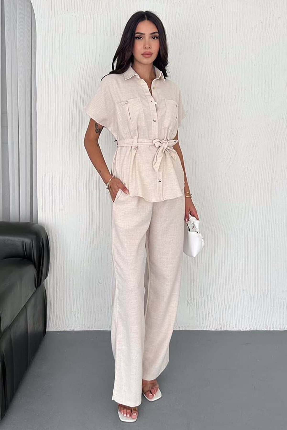 Women's Belted Short Sleeve Set – Timeless & Cool Style