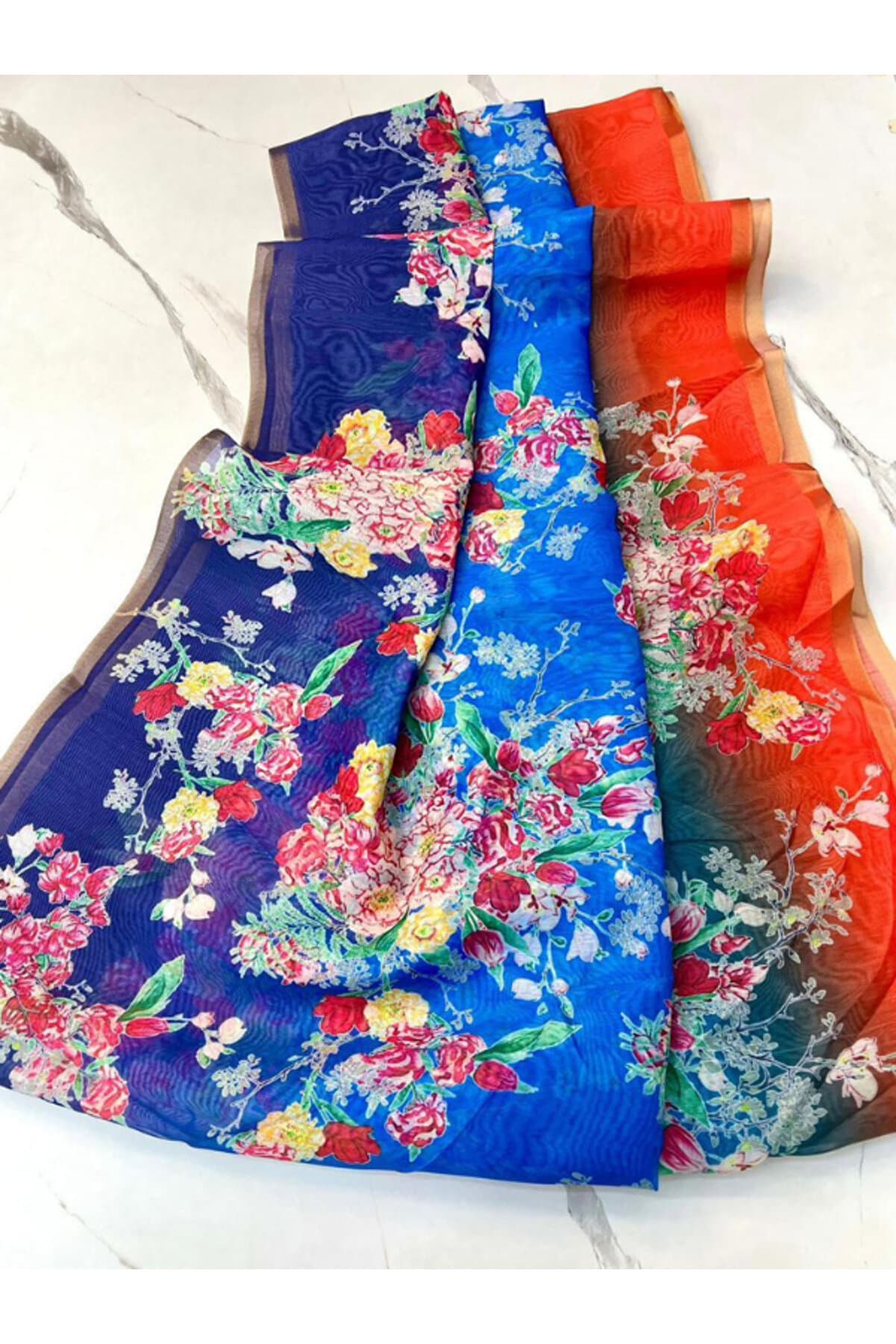 Blue Chanderi Cotton Saree - KTZ2841 | Blue