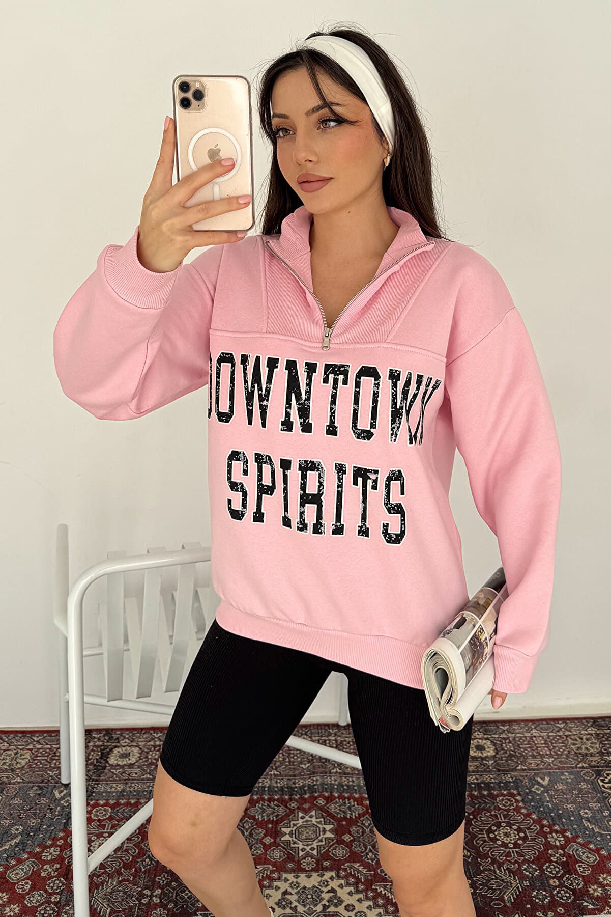 Women's Zip-Up Printed Sweatshirt – Downtown Energy