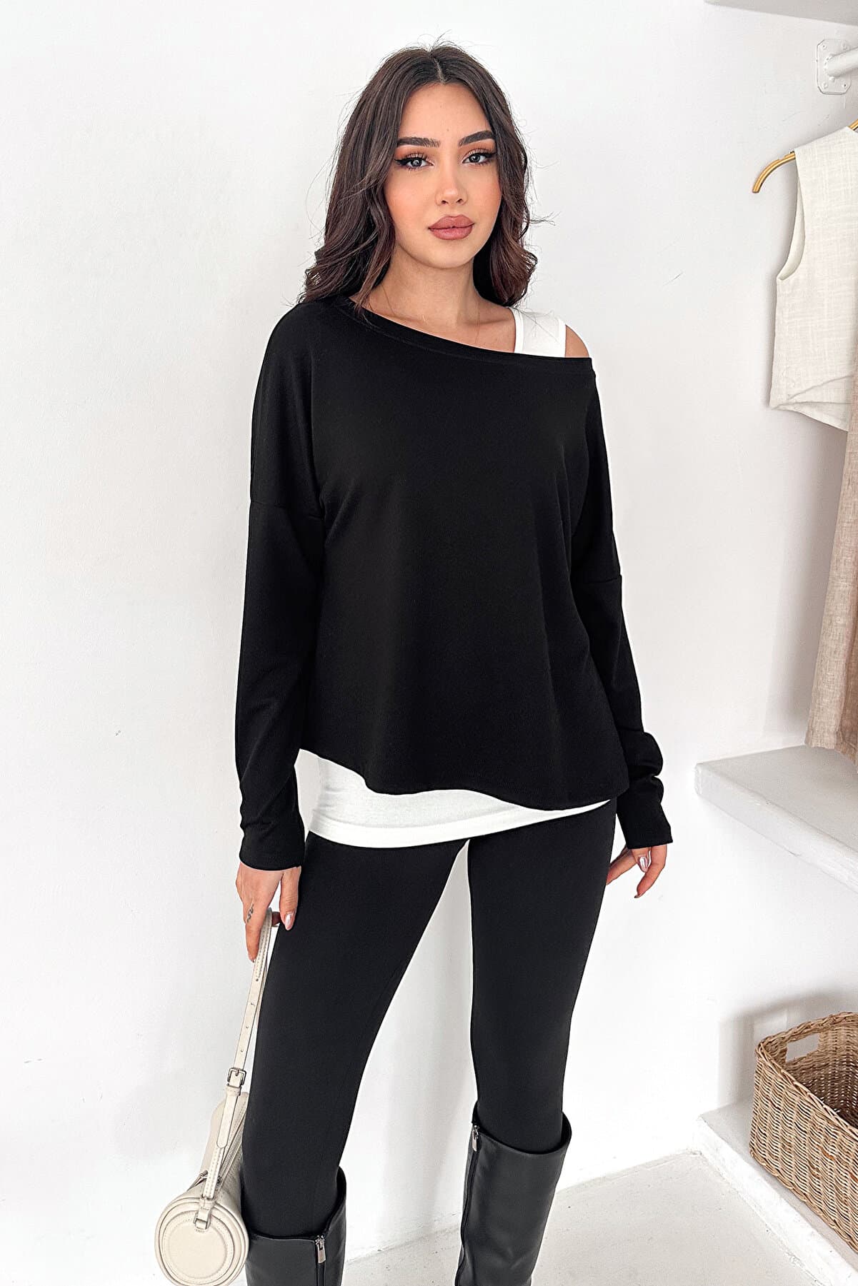 Women's Off-Shoulder Long Sleeve Top – Noir Layer