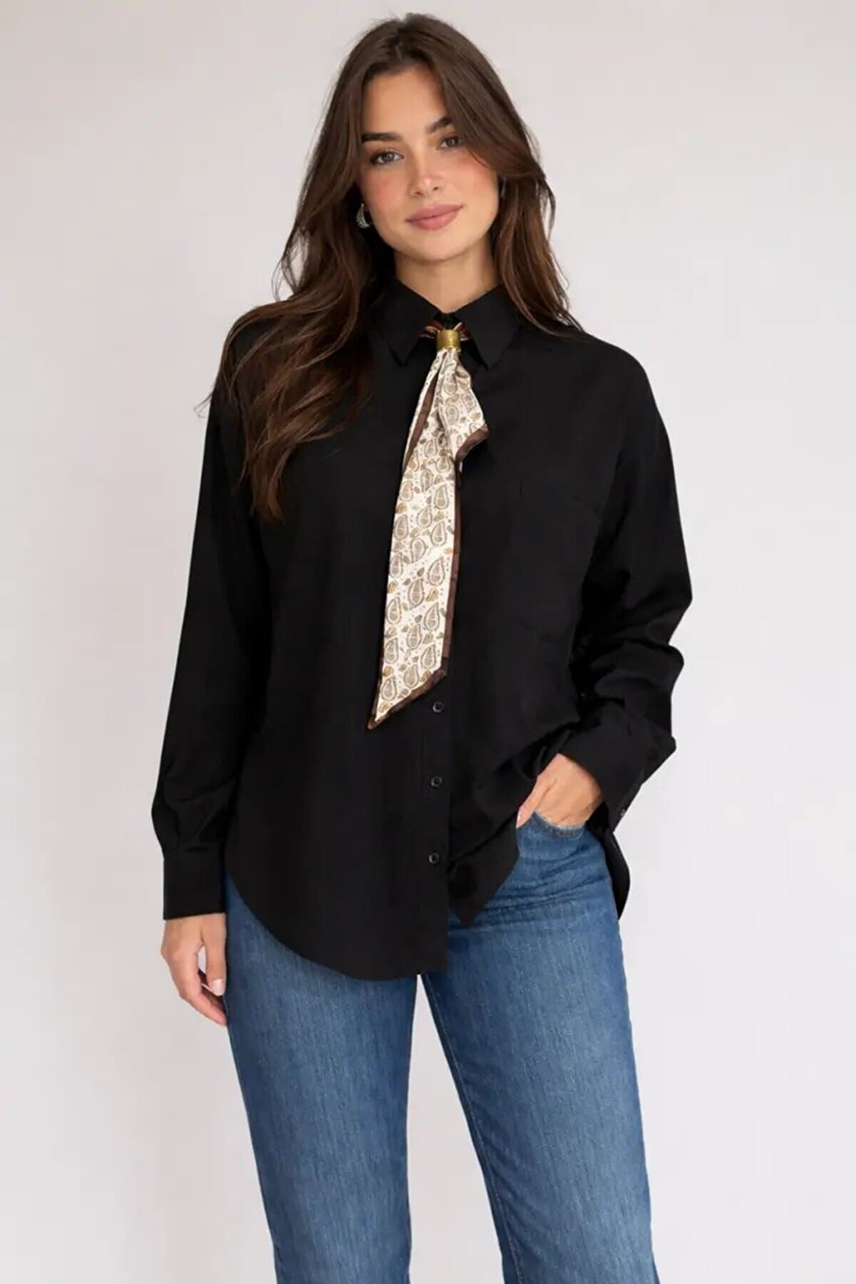 Scarf Shirt Black