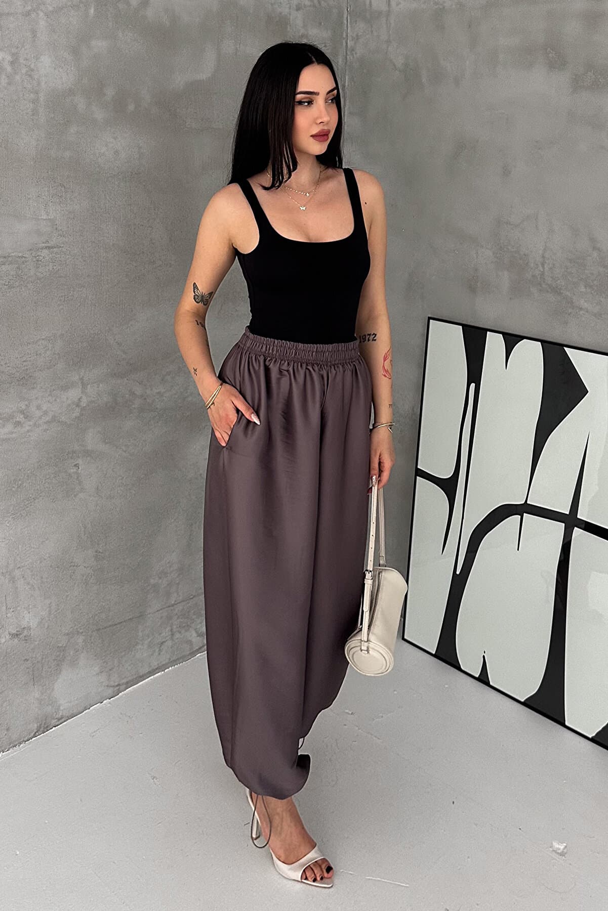 Women's Shalwar Trousers – High Waist Elastic Loose Pants
