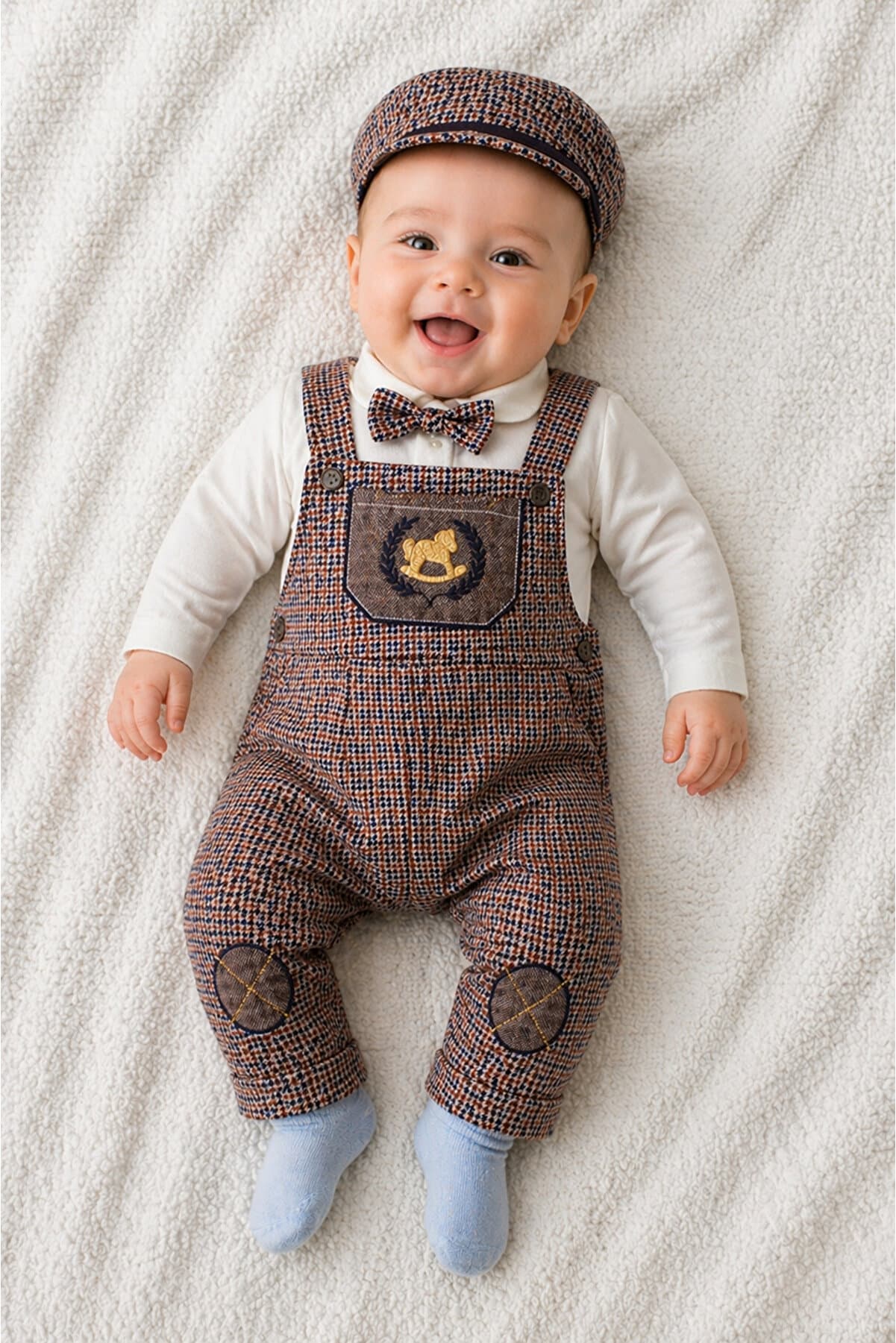 Horse Patterned Slopet Set with Cap Baby Set