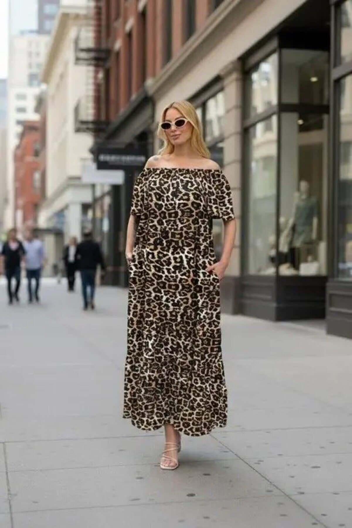 Madonna Collar Leopard Print Maxi Dress – Comfortable Fit Stylish Summer Dress