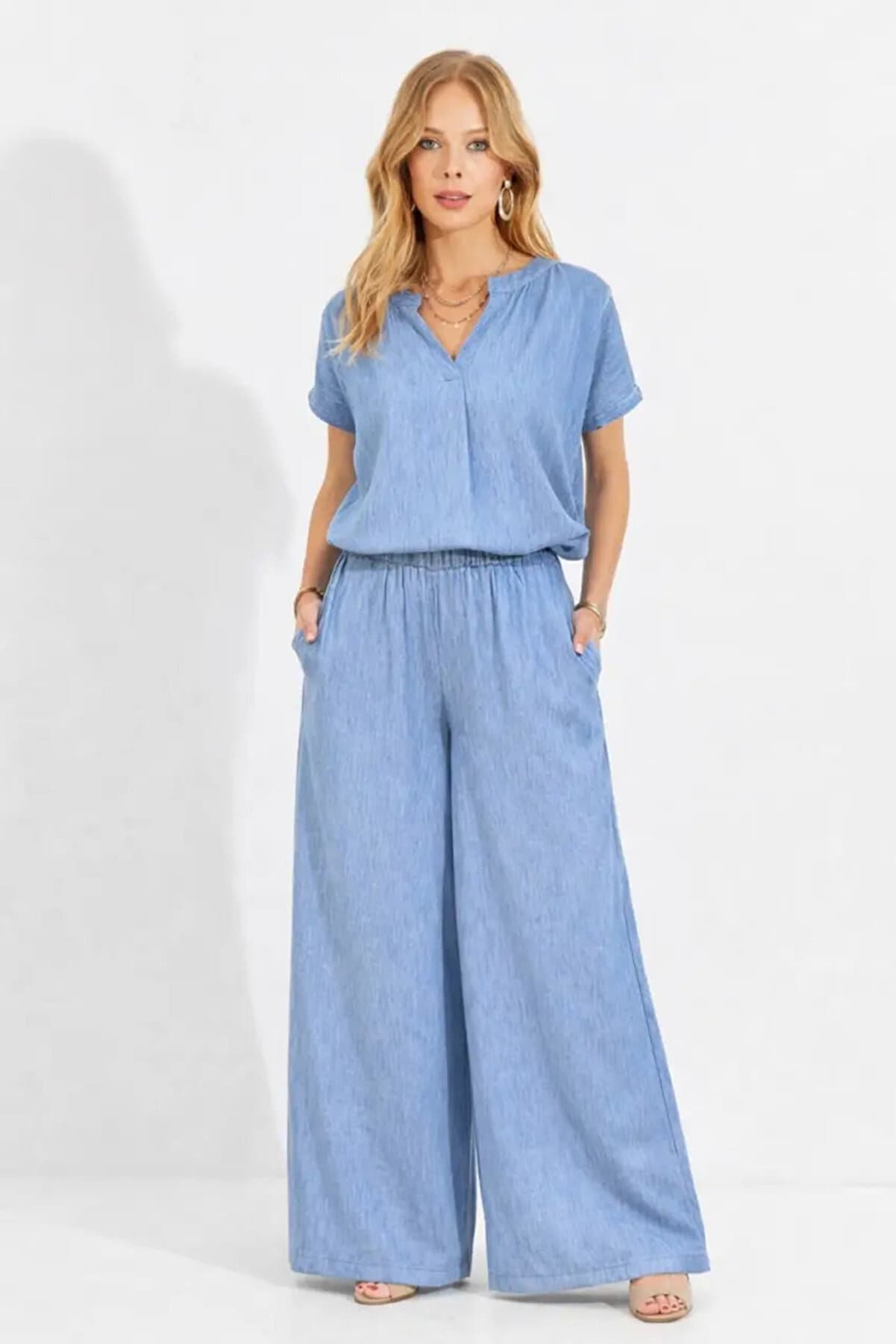 Half Sleeve Tencel Fabric Top and Bottom Set