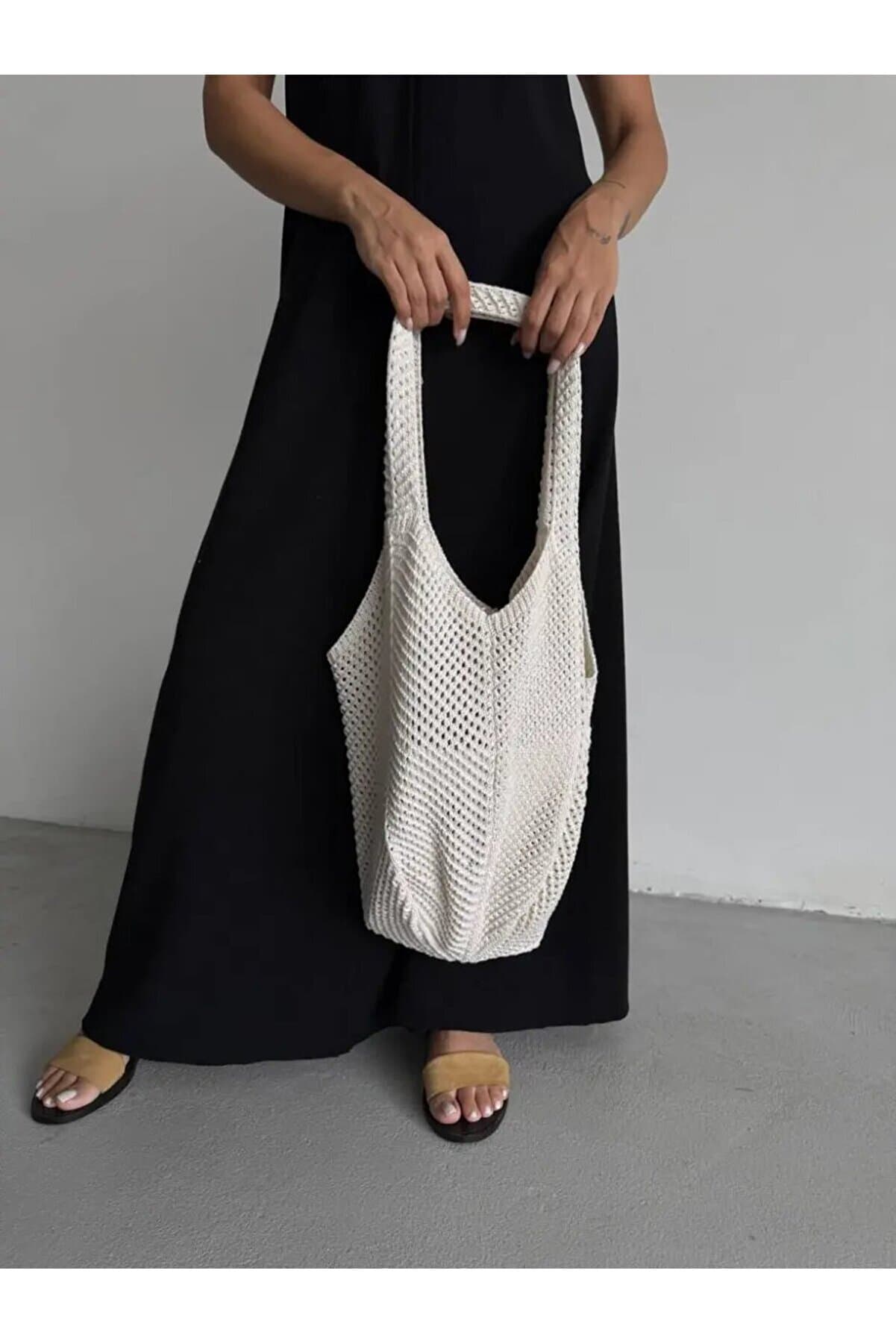 Natural Textured Knitted Shoulder Bag – Minimal & Stylish for Daily Use