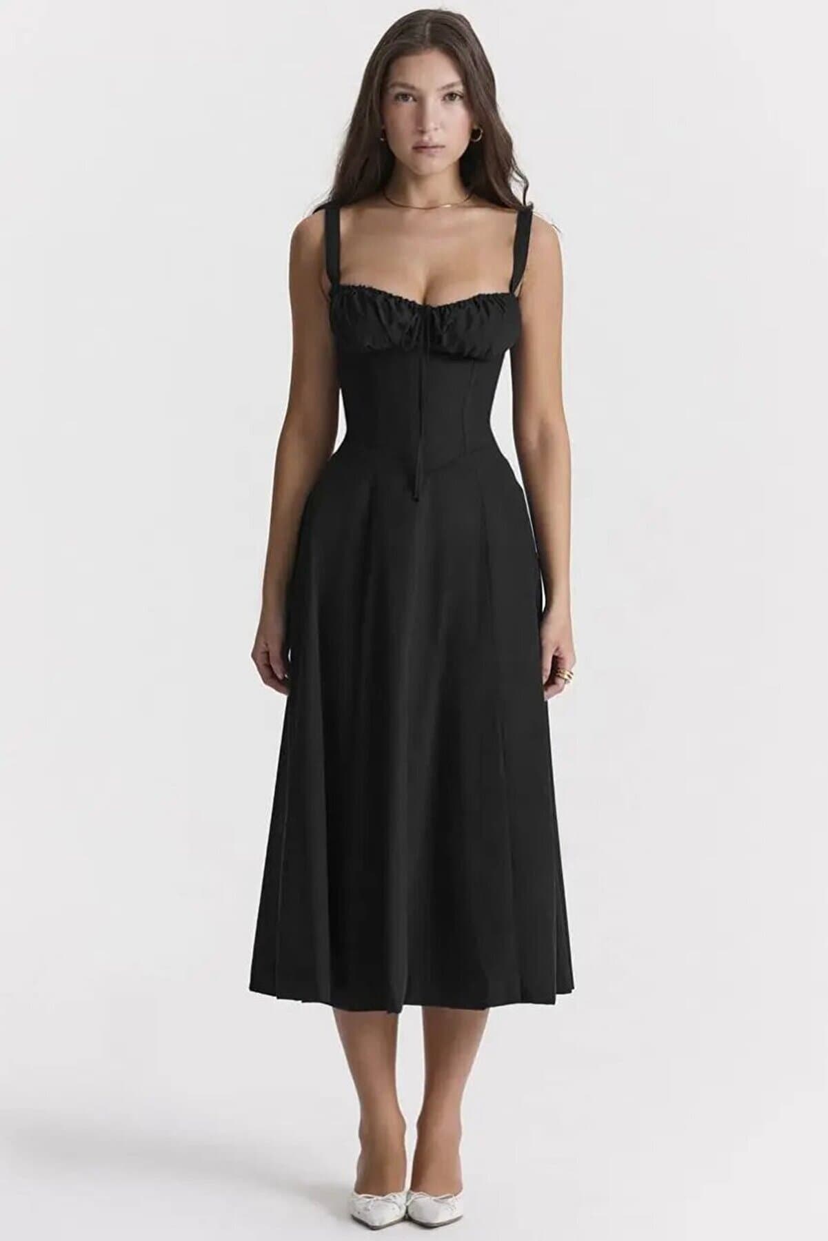 Double Atlas Fabric Stylish Midi Dress