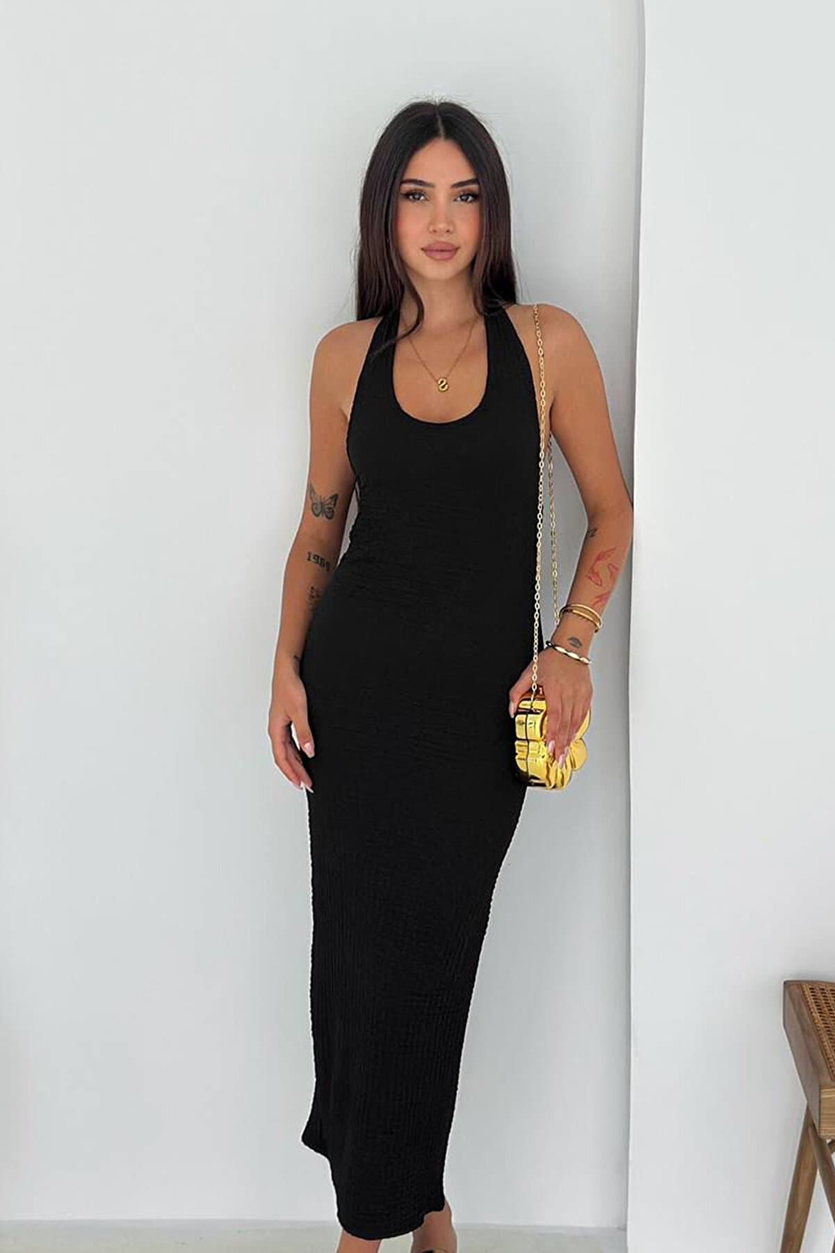 Women Halter Neck Fit Maxi Dress Stylish Long Dress