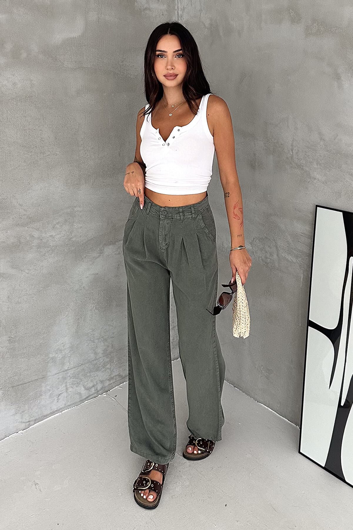 Urban Ease Women's High Waist Palazzo Jean Trousers
