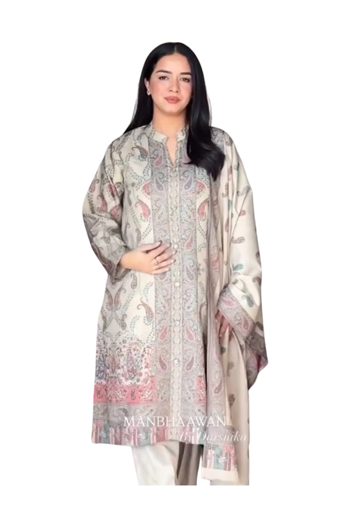 Beige Berry Silk Kurta Set with Maharaj Silk Bottom & Dupatta - FFT7966 | Beige-Size:L-40-Inches
