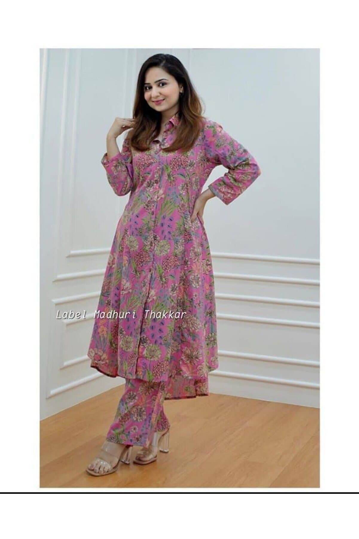 Pink Rayon Printed Co-Ord Set - FFT1814 | Pink-Size:(S-36-Inches)
