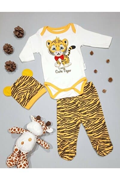 Unisex Baby Yellow Tiger Bodysuit Set of 3