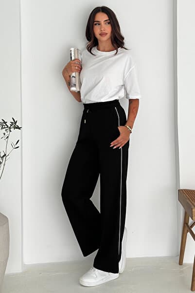 Women's Elastic Waist Lace-Up Wide Leg Pants – Comfortable & Minimal Style