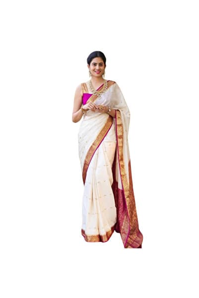 White Soft Silk Saree - MAF3009 | White