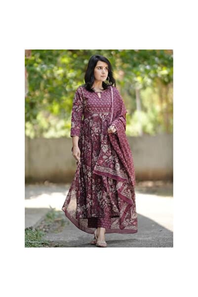Purple Rayon Salwar Kameez Dupatta - ALV2016-Purple-Size-L-40-Inches