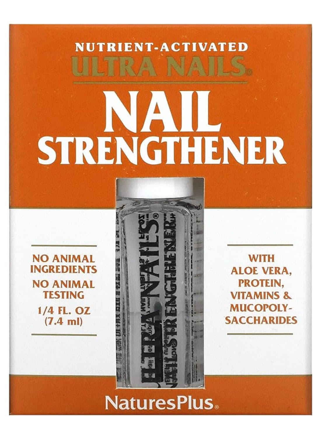 Ultra Nails Nutrient Activated Nail Strengthener Infused With Aloe Vera, Protein, Vitamins And Mucopoly Saccharides No Animal Testing Or Animal Ingredients 7.4Ml
