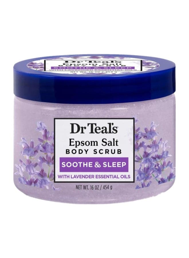 Lavender Epsom Salt Body Scrub to Exfoliate & Renew - Soothes the Senses & Moisturizes Skin with Essential Oils 454grams