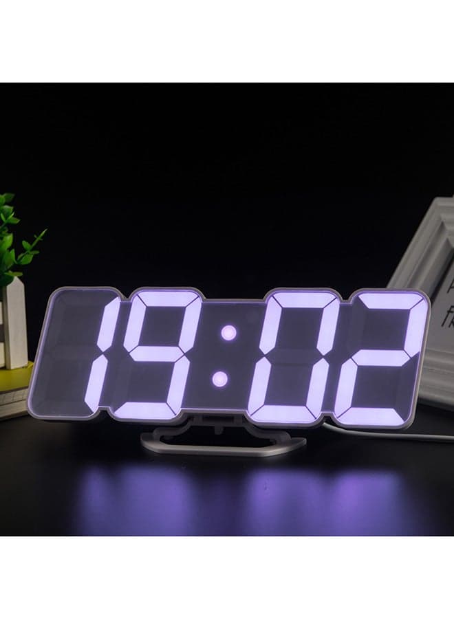 3D Wireless Remote Digital LED Alarm Clock Plastic White 226grams