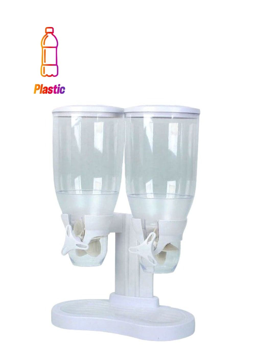 Double Cereal Dispenser White/Clear 45x16x31cm