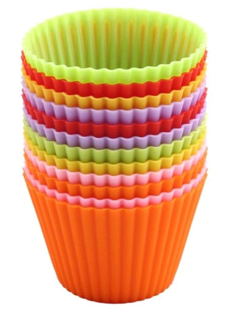 12-Piece Silicone Chocolate Cupcake Liner Mold Multicolour