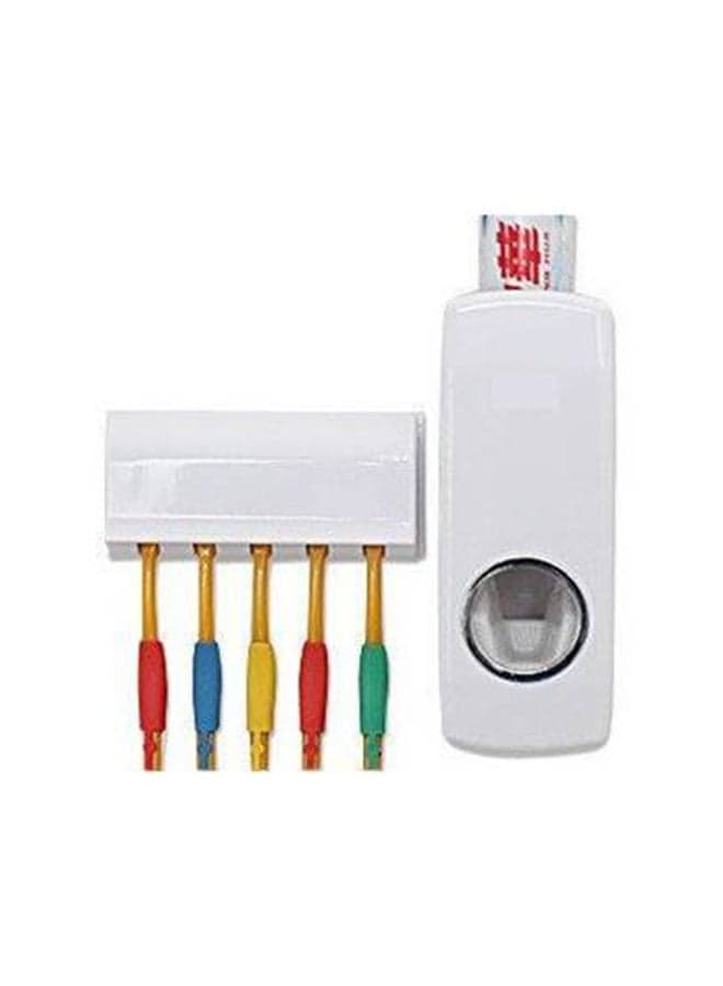 Automatic Squeezing Toothpaste Dispenser White