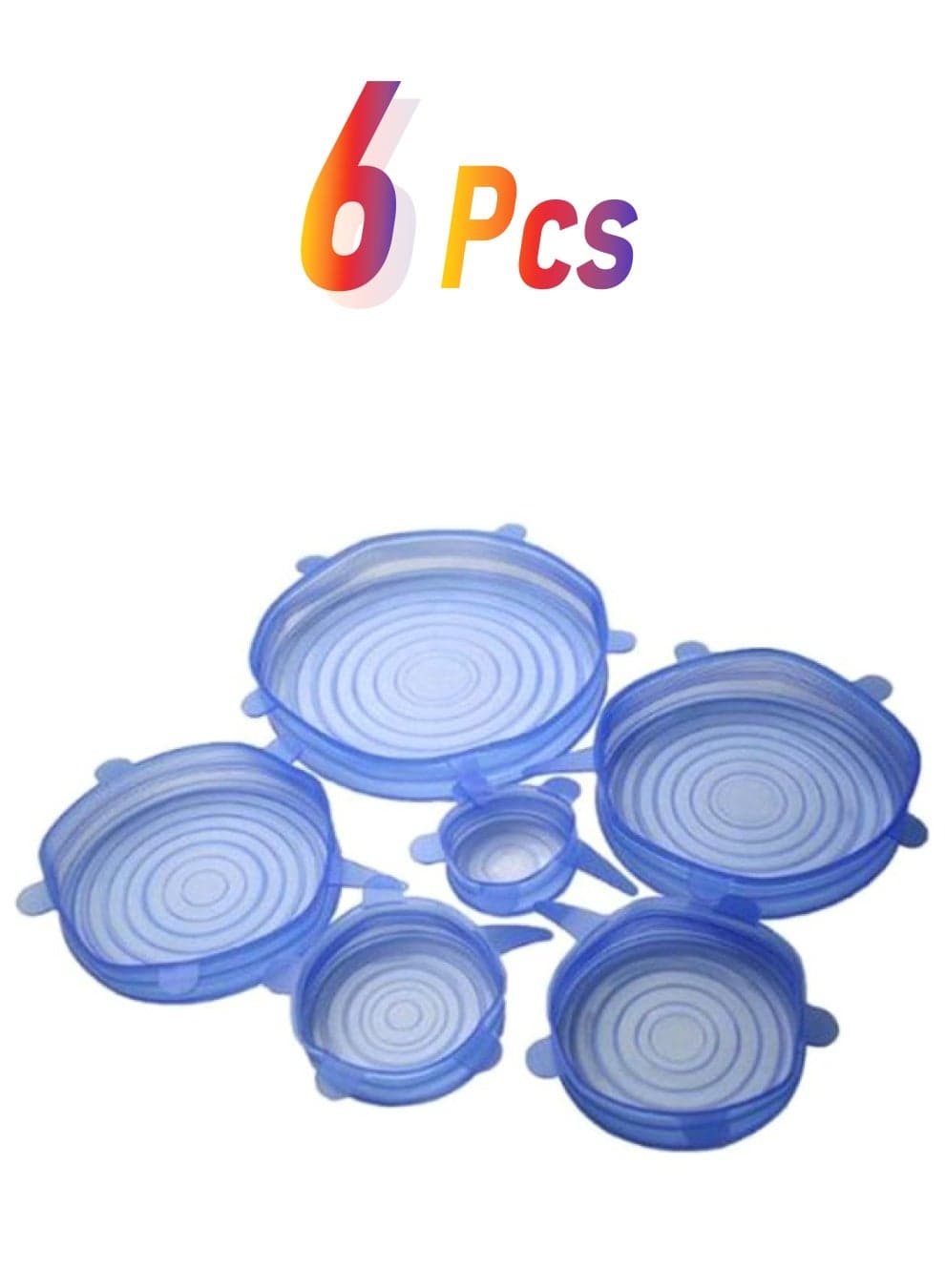 6-Piece Stretchable Fresh Food Cover Lids Blue 6-Piece