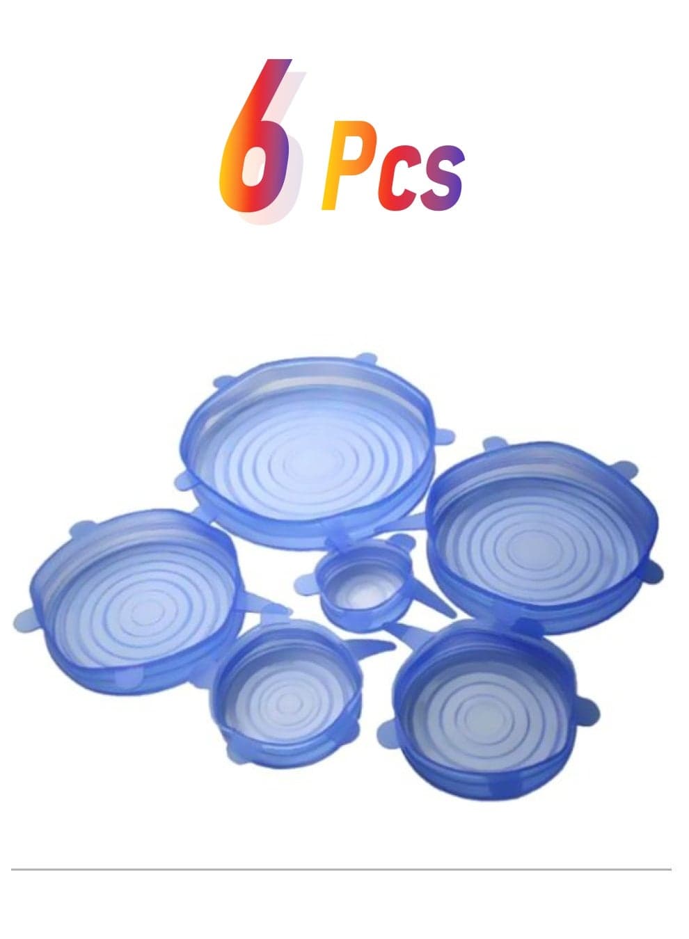 Pack Of 6 Silicone Stretch Lid Blue