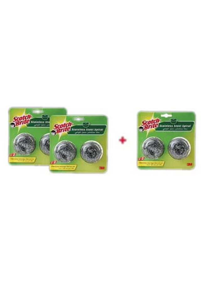 Stainless Steel Spiral Sponge Pack of 3 Silver