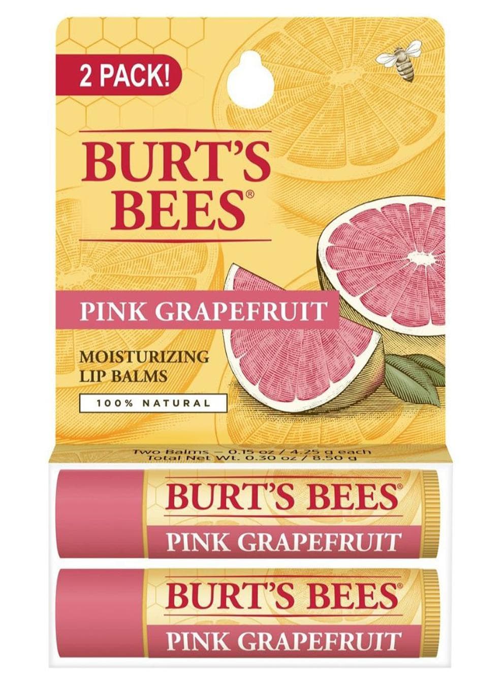 Pack Of 2 Pink Grapefruit Moisturizing Lip Balm 2 x 4.25grams