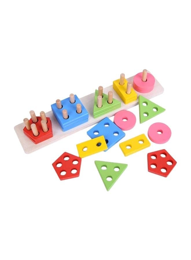 Wooden Geometric Shape Matching 5 Column Blocks