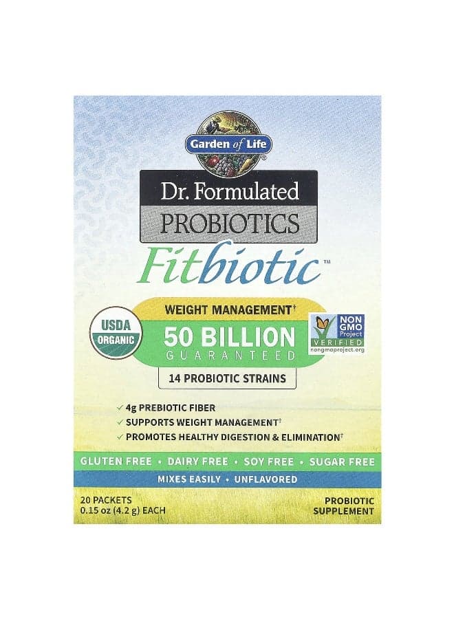 Probiotics Fitbiotica Unflavored 20 Packets 0.15 Oz (4.2 G) Each Packaging May Vary