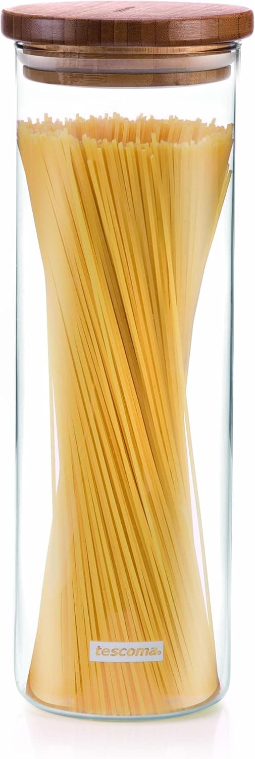 Tescoma 1.8L Borosilicate Glass Food Jar with Bamboo Lid Transparent/Braun 29x10x10cm