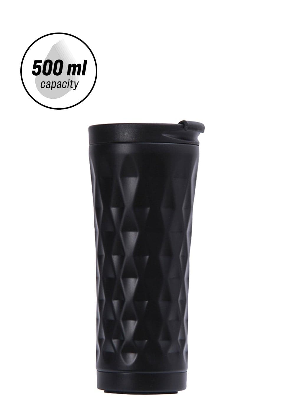 Portable Double-Layer Insulated Thermos Outdoor Flask Bottle Black 20.5x8.8x8.8cm