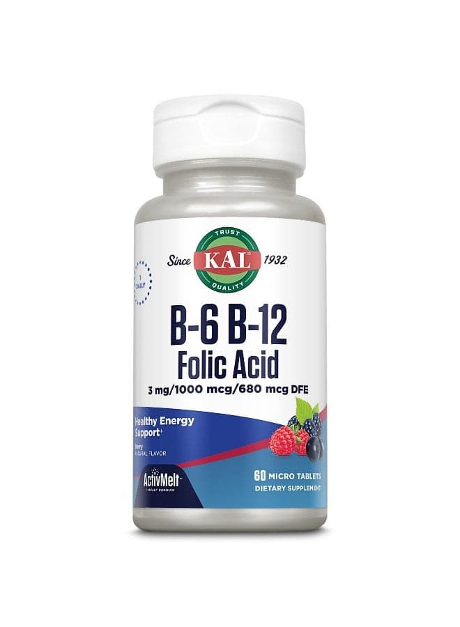 B6, B12 and Folic Acid, Berry 60 Micro Tablets Packaging May Vary