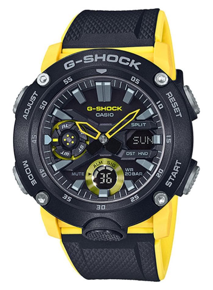 Men's Round Shape Resin Band Analog & Digital Wrist Watch - Black - GA-2000-1A9