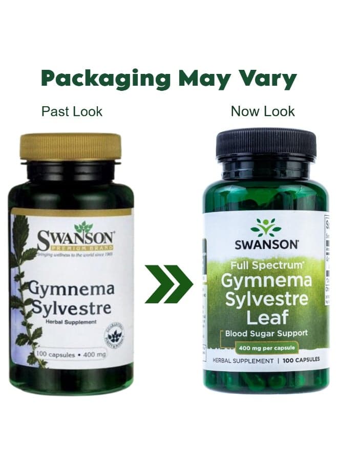 Gymnema Sylvestre Leaf 400mg 100 Capsules Packaging May Vary