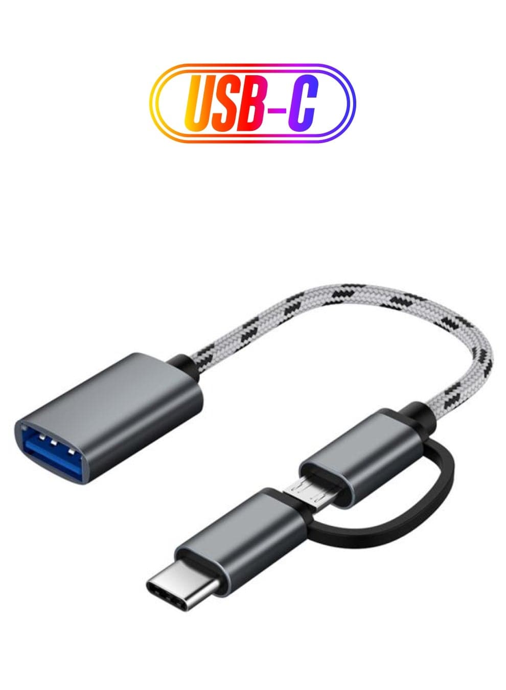 2-In-1 OTG Type-C Micro USB Cable Grey