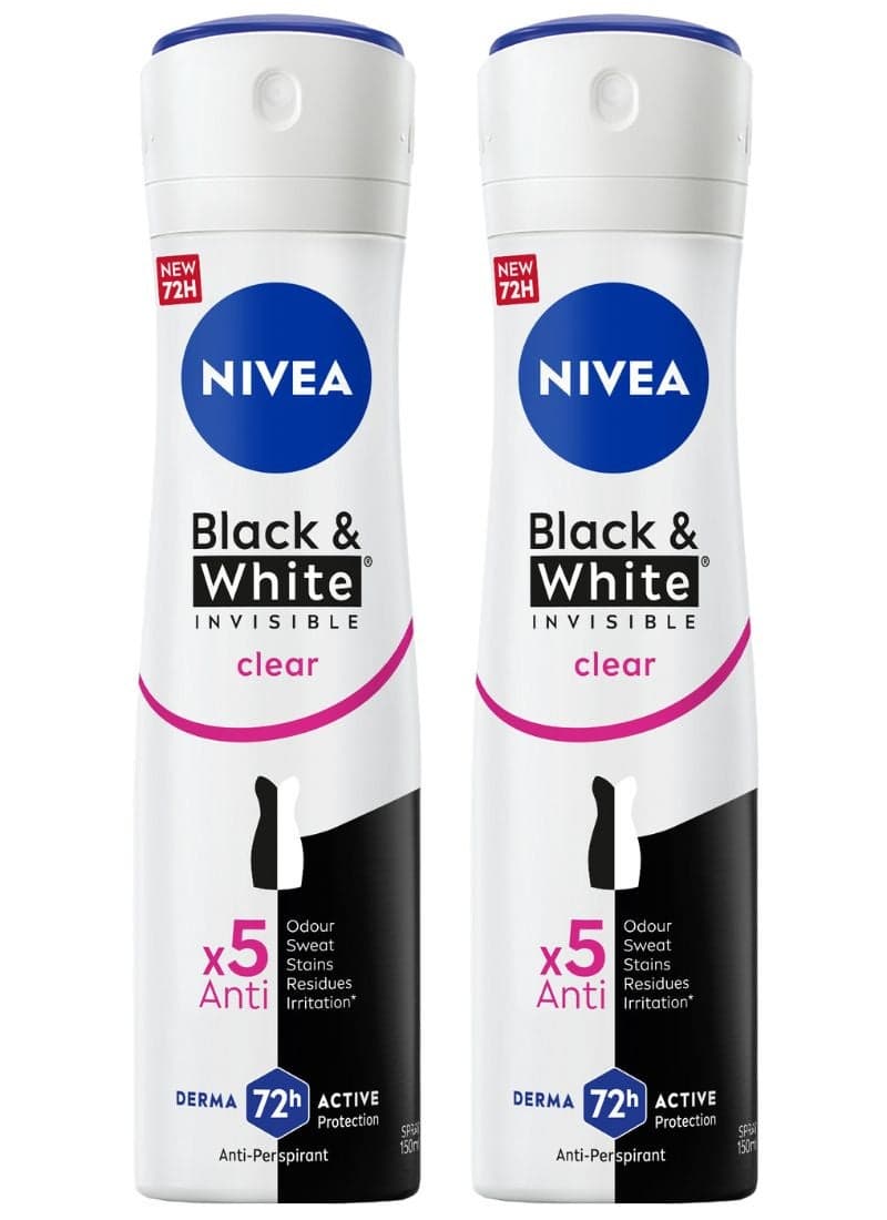 Black And White Invisible Original Antiperspirant Deodorant For women 150ml Pack of 2 multicolour 150ml