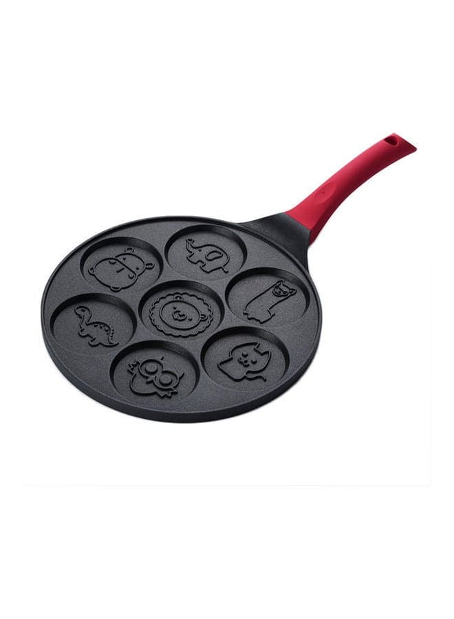 Nonstick Pancake Griddle Pan With 7 Animal Shapes Red 28.50 x 2.00 x 28.50cm