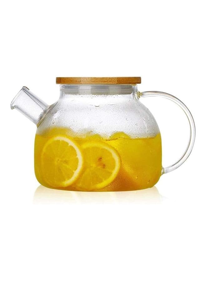 1000ML Borosilicate Glass Teapot With Bamboo Lid Multicolour 1000ml