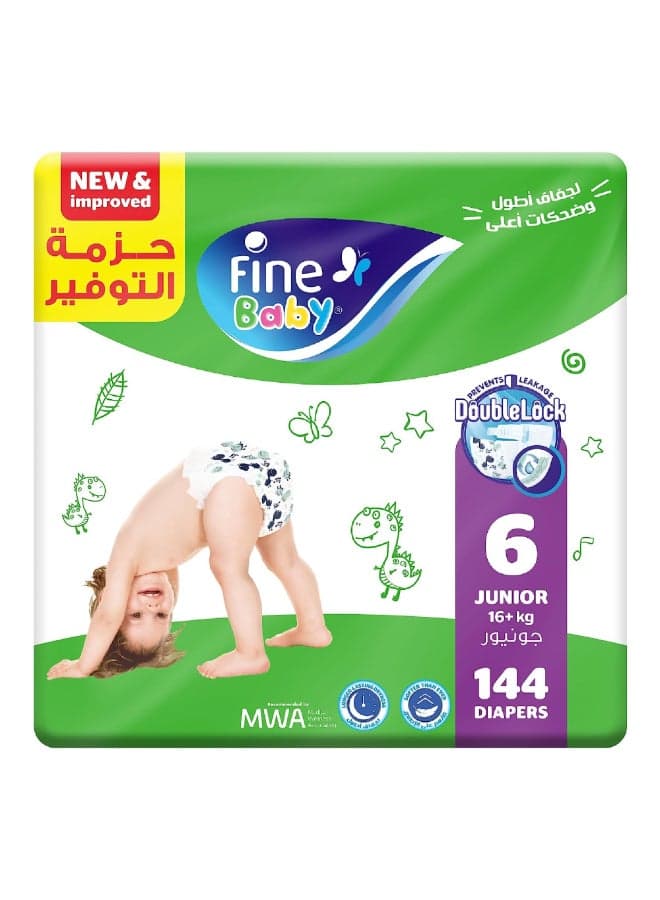 Diapers Junior Size 6 (16+ kg) 144 Count