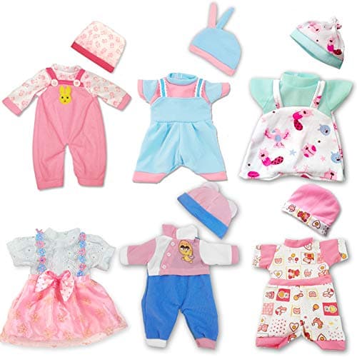 ARTST Doll Clothes12 inch Baby Doll Clothes 6 Sets Include 5 Caps fit for 10 11 12 inch Baby