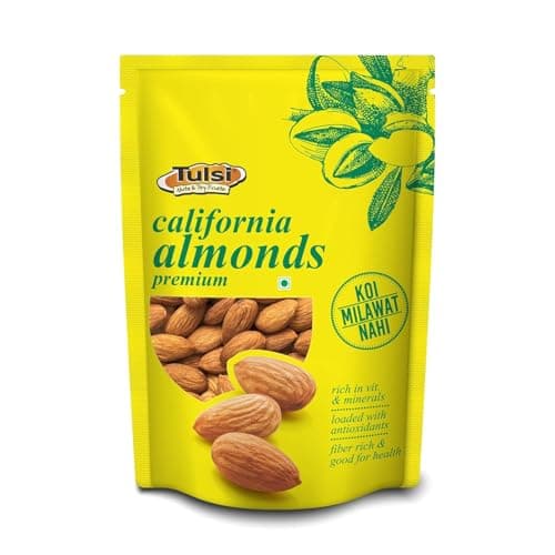 Tulsi California Almonds Premium 200g | Whole Almond | Rich in Vitamins & Minerals | Rich in Fiber | Good for Health | Loaded with Antioxidants | Nuts & Dry Fruits| Premium Badam Giri | Healthy Nuts