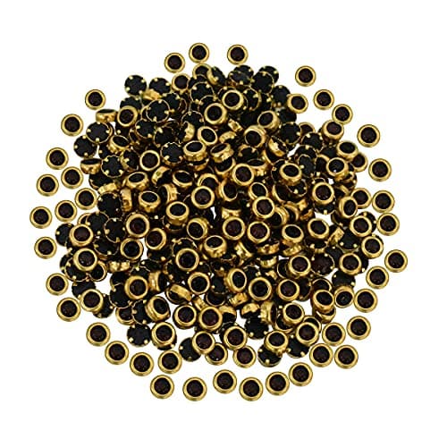 EmbroideryMaterial 3 MM Honey Flat Back Kundan Stones Beads for Craft, Embroidery Work, Jewellery Making, Aari Work, Bangles, Clothes Designing (Round, 500 Pieces)