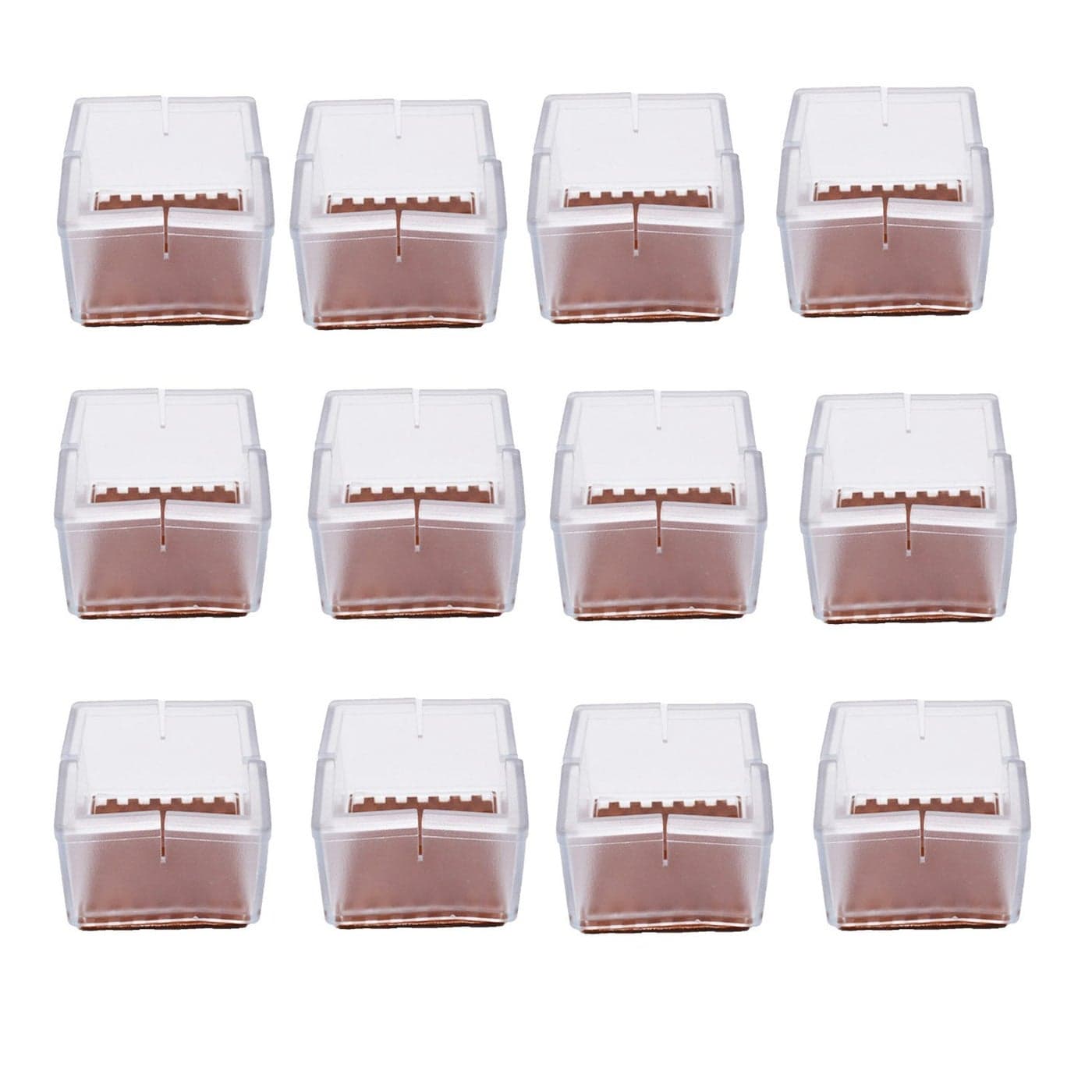 Antrader 12pcs Silicon Furniture Pads Floor Protector Pad Sofa NonSlip Chair Feet Pad with Felt Pads Fit 2 48mm Square Table Leg Clear