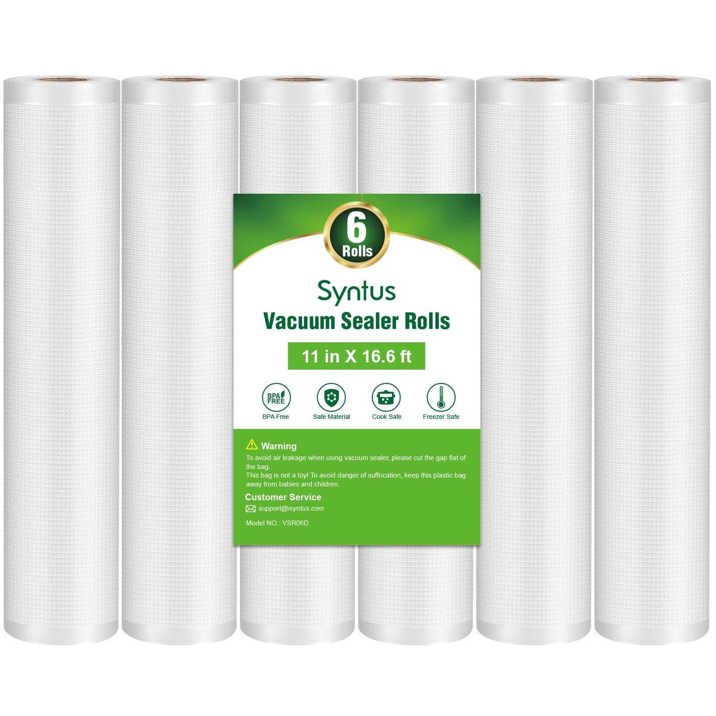 Syntus Vacuum Sealer Bags for Food 6 Rolls 11 x 16 Commercial Grade Bag Rolls BPA Free Food Vac Bags for Storage Meal Prep or Sous Vide