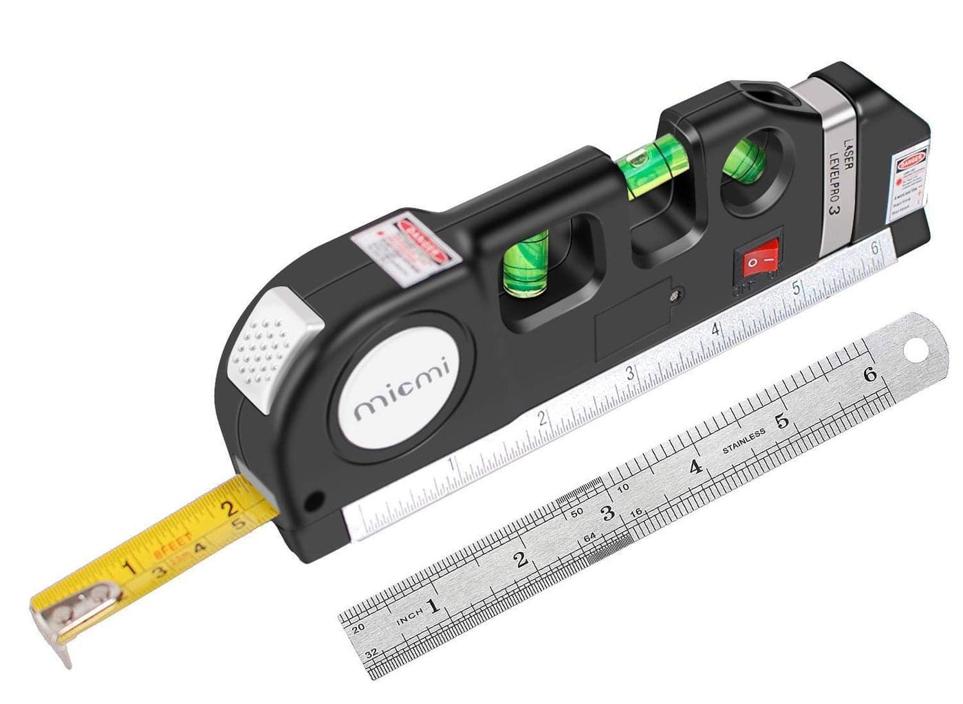MICMI Laser level Multipurpose Laser Tape Measure Line 8ft Tape Measure Ruler Adjusted Standard and Metric Rulers