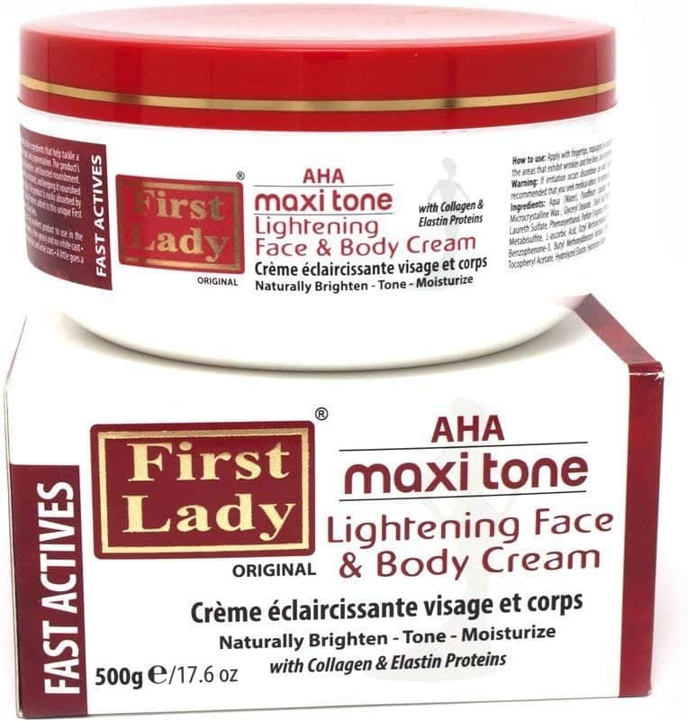 First Lady Premium AHA Maxi Tone Skin Brightening Face Body Cream 500g with Collagen Elastin Proteins