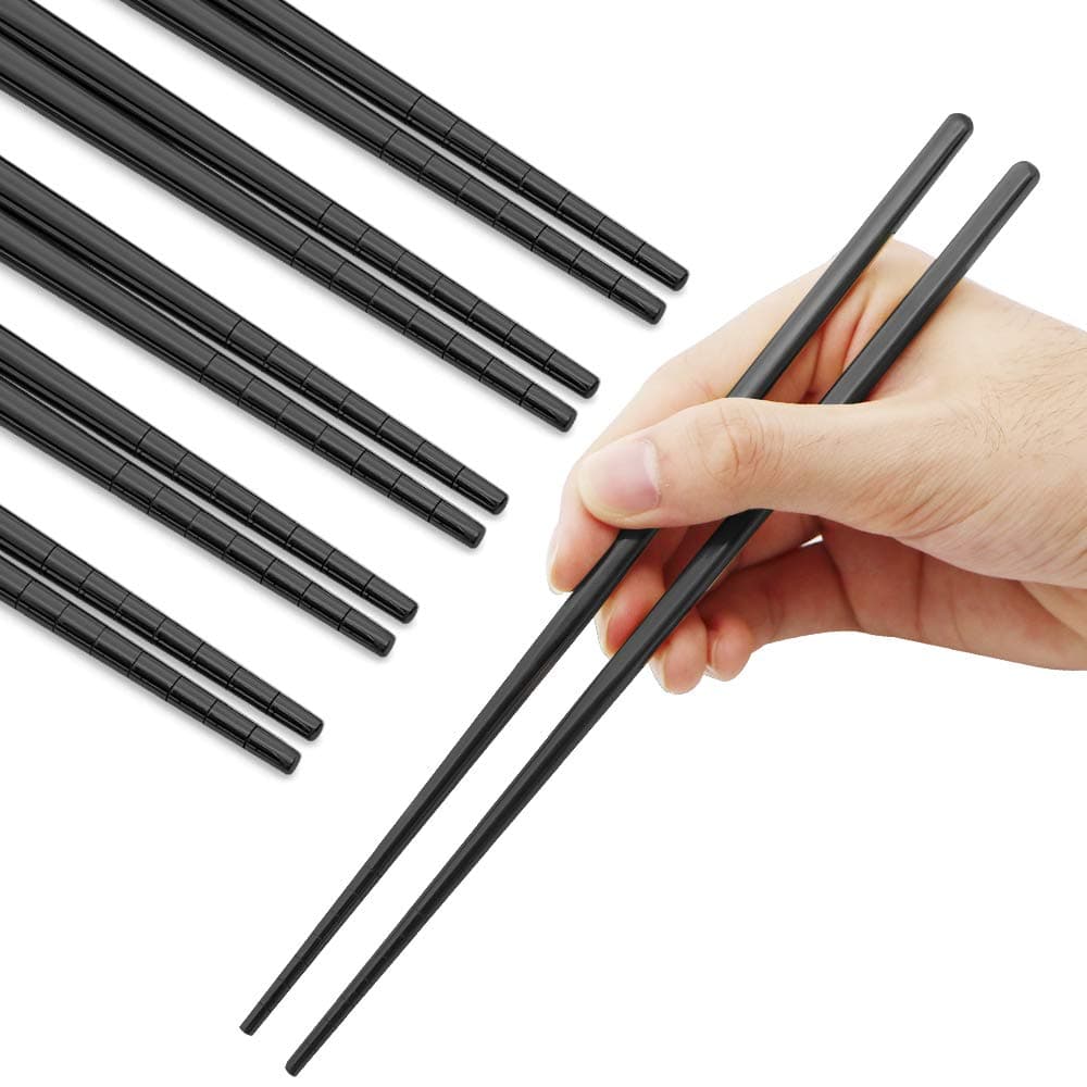 Stainless Steel Chopsticks Reusable Multicolor Lightweight 304 Metal Chopsticks Dishwasher Safe 5 Pairs Black